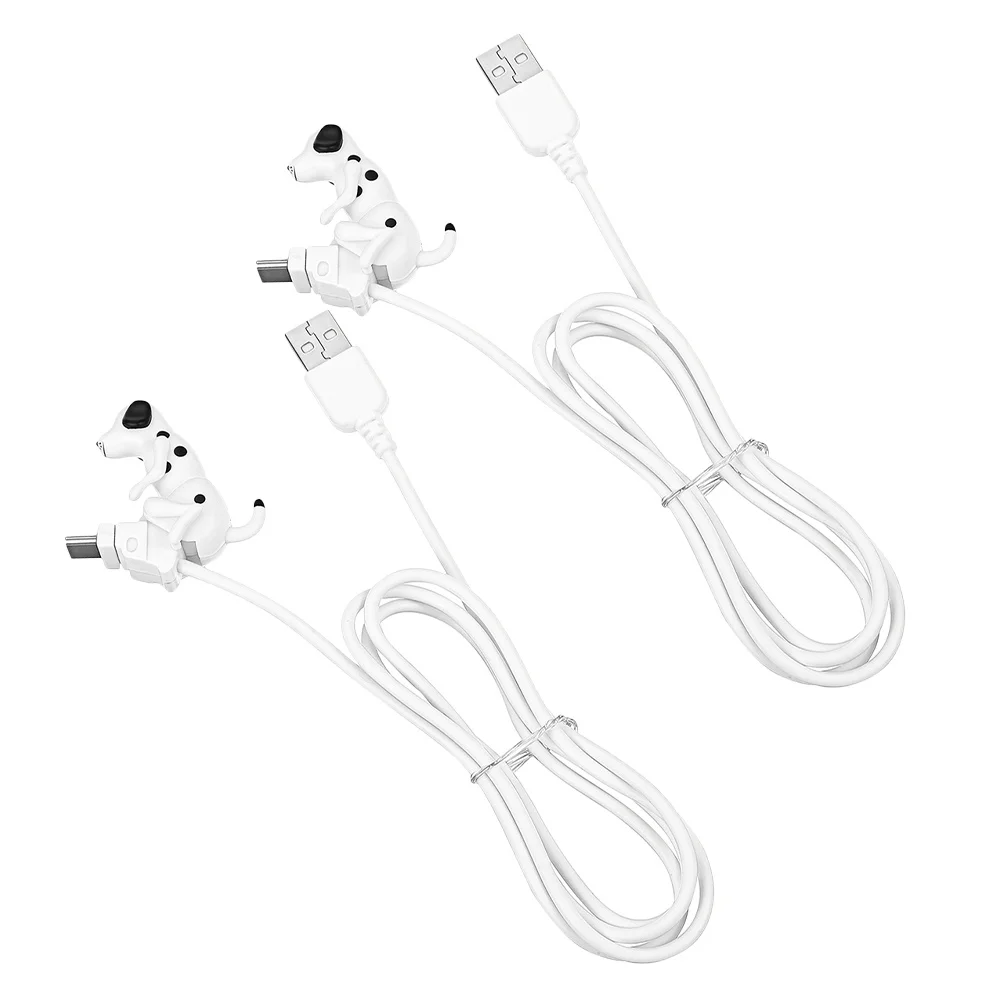 

2Pcs Puppy Dog USB Cable Fast Charging Data Transmission Phone Charging Line Portable Funny Office Home Use Funny Phone Chargers