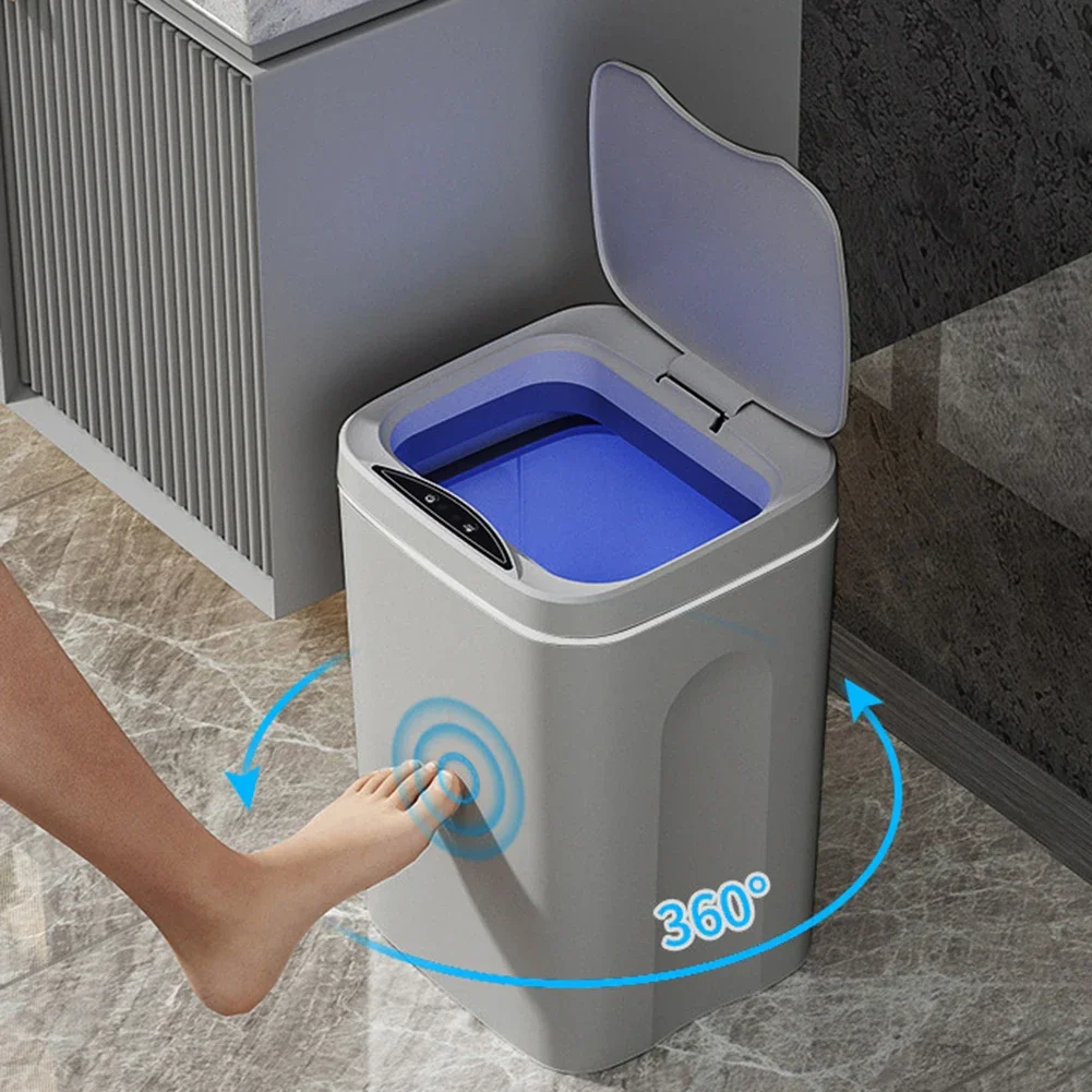 12/14/16L Automatic Sensor Trash Can Wastebasket Smart Bathroom Trash Can Narrow Intelligent Touchless Garbage Bin for Home