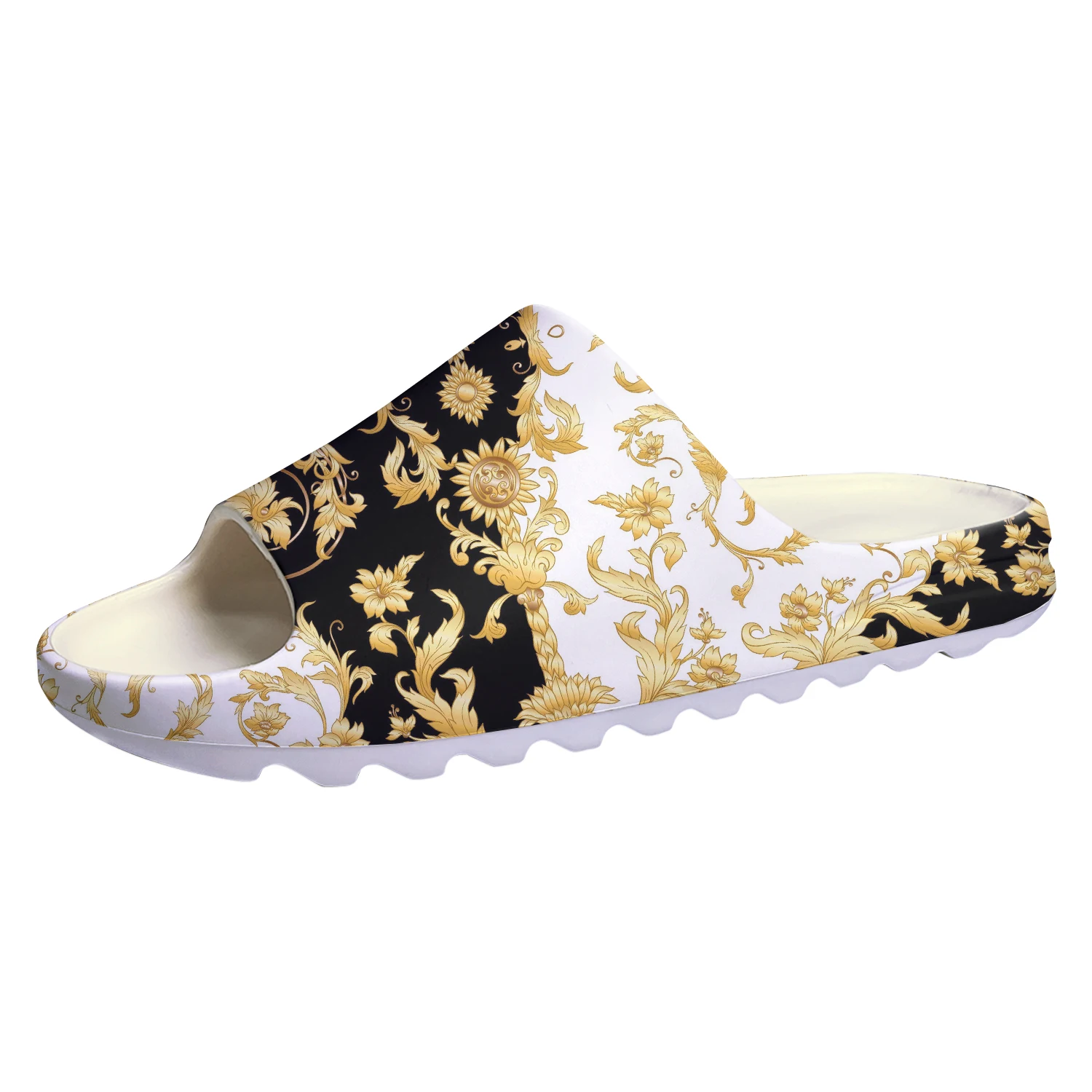 Luxury Golden Floral Baroque Soft Sole Sllipers Home Clogs Customized Step On Water Shoes Mens Womens Teenager Step in Sandals