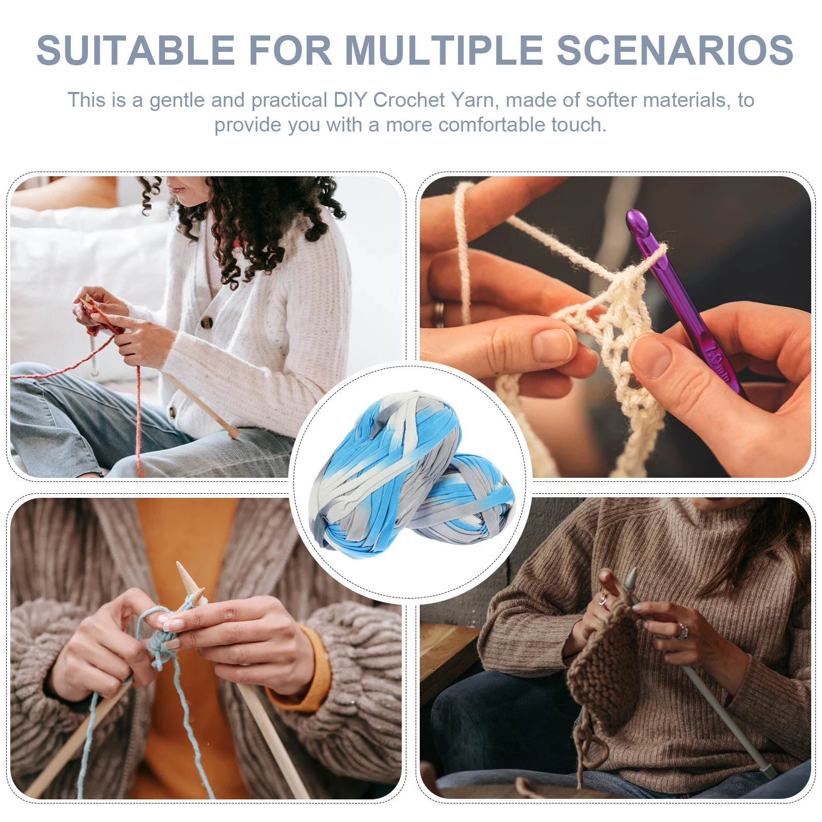 

2 Rolls Crochet Yarn Soft Polyester Weaving Rope for DIY Home Decoration Bag Making Macrame Craft Braided Cord