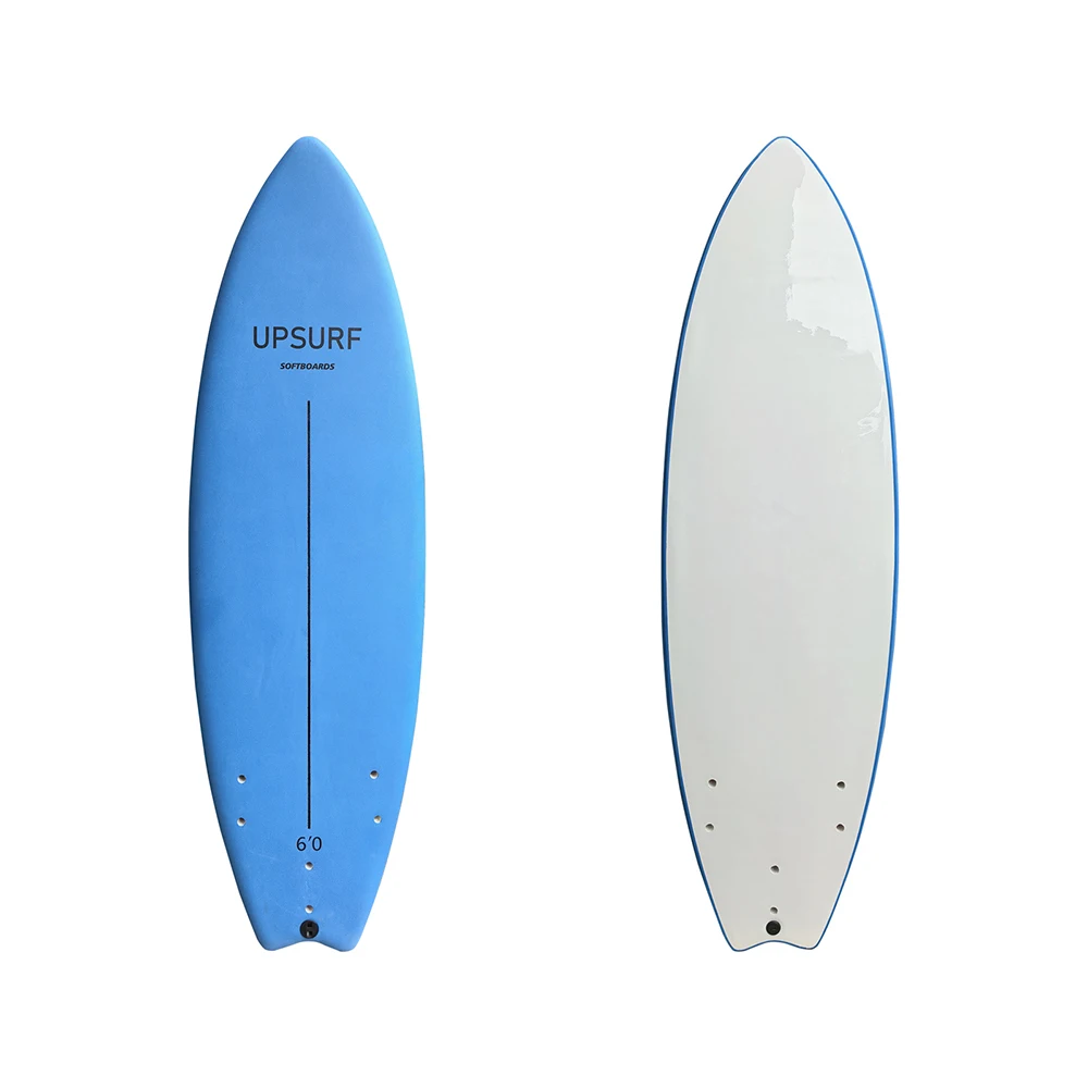 

New Arrival UPSURF Softboard Blue Soft Top Epoxy Fish Surfboard 6.0 Durable Longboard Surf School