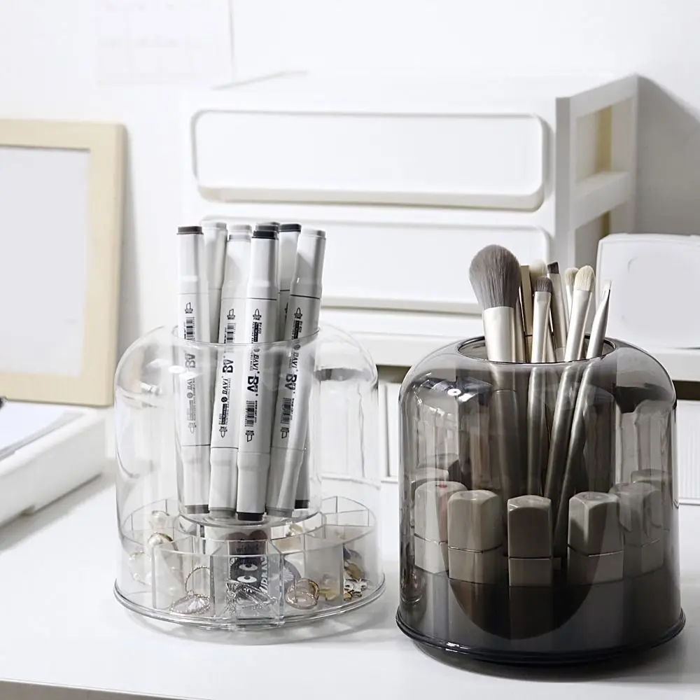 

Transparent Cosmetics Rotary Storage Box Rotatable Large Capacity Lipstick Compartment Organizer Plastic Makeup Storage Rack