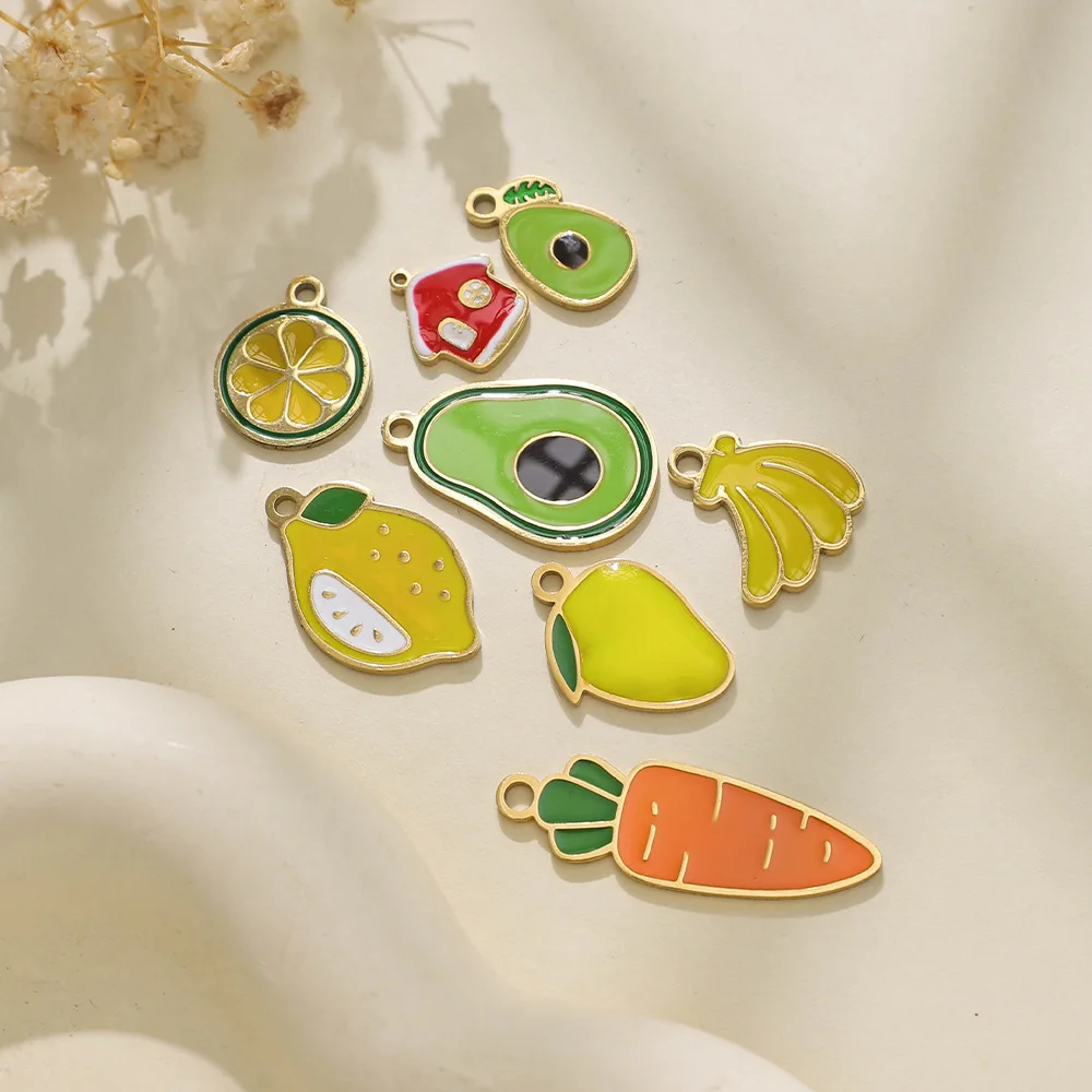 

5pcs Hot Fruit Jewelry Pendants Stainless Steel Carrot House Necklace Bracelet Earrings Pendant Connectors Diy Jewelry Making