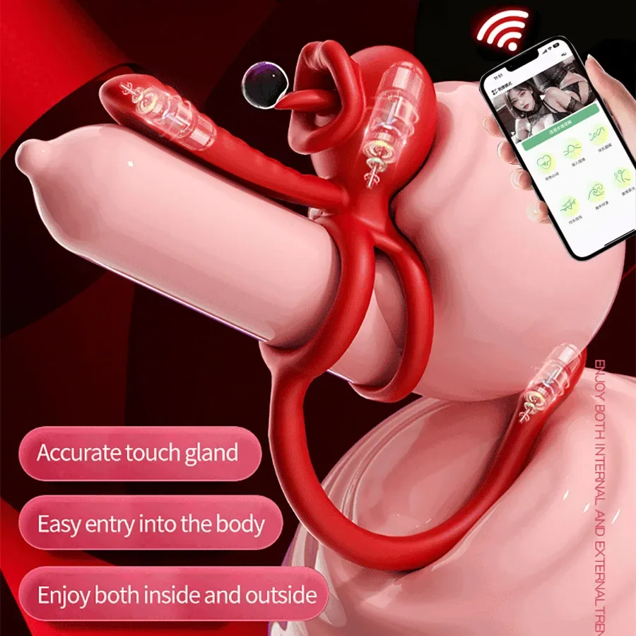 7 طرق تهتز خاتم الديك ألعاب مثيرة حلقة القضيب هزاز البظر محفز مع اللسان لعق الكبار الأزواج الجنس لعب للرجال #2