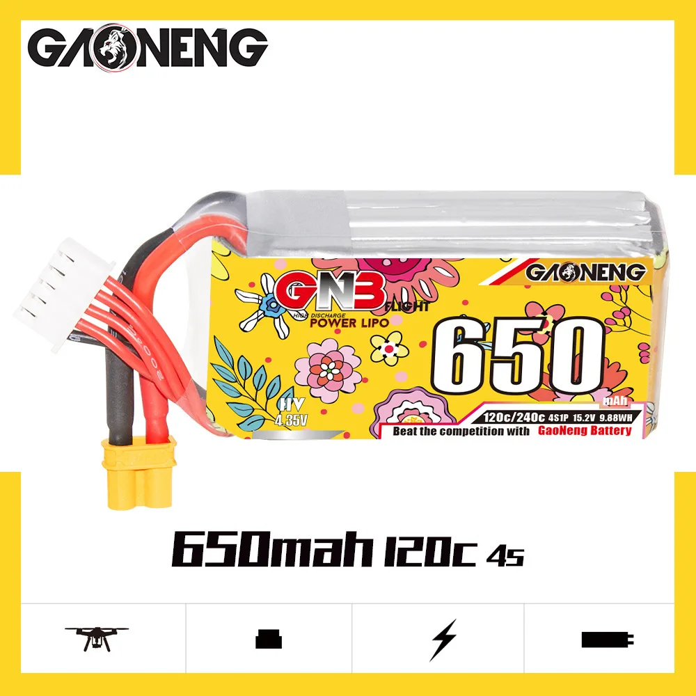 GNB 4s 15.2v 650mAh 120c/240c Lipo Battery For RC Helicopter Quadcopter FPV Racing Drone Spare Parts 15.2v Drones Battery