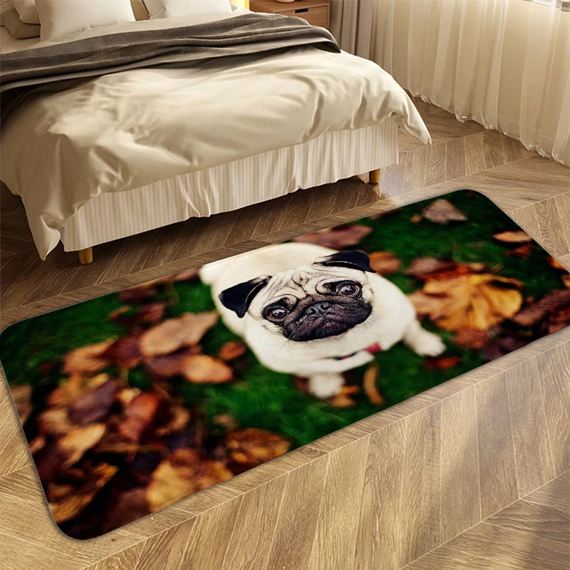 Pug Dog Cute Bathroom Foot Mat Anti Slip Carpets for Living Room Custom Bedroom Sleeping Room Rugs Soft Doormat Entrance Door