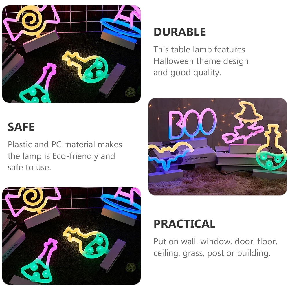 

1Pcs Halloween Neon Decoration Lamp Bottle Shape Desktop LED Night Light Dual Power Energy Saving Suitable Bar Home