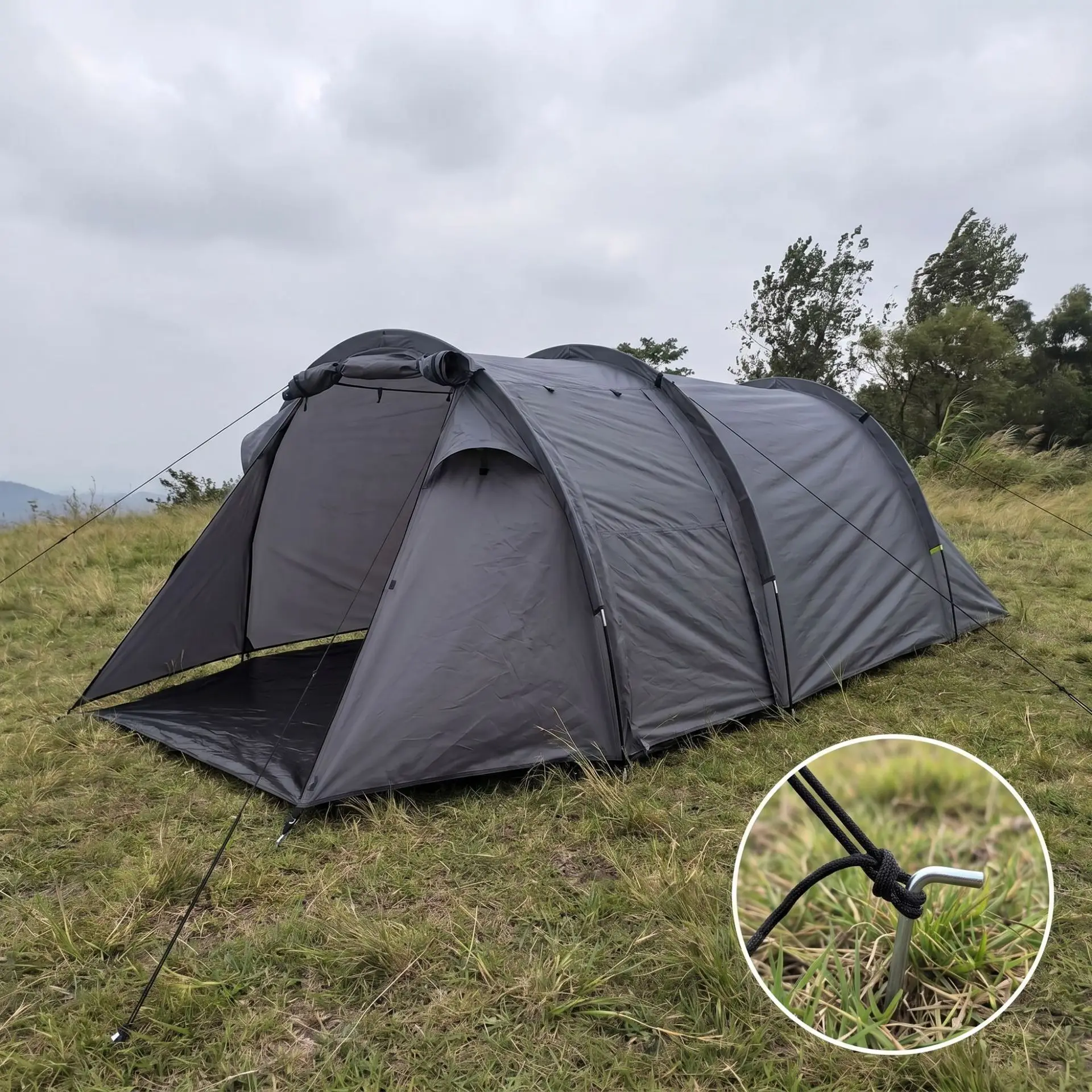 2026 Outdoor Camping Tunnel Tent, Large Space Car Rear Extension Tent, Multi-functional Windproof Rainproof Camp Tentpromote sal