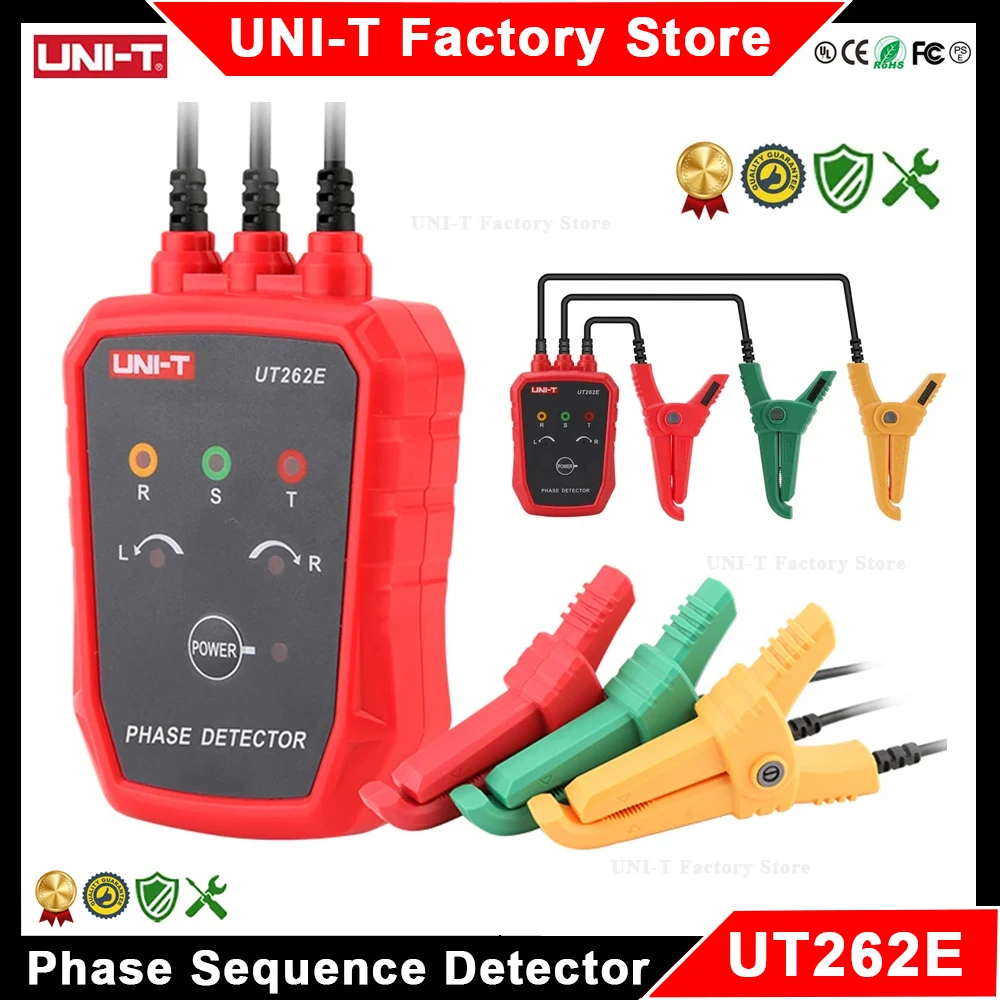 UNI-T UT262E كاشف تسلسل المرحلة عدم الاتصال 3 مراحل تسلسل متر ثلاث مراحل تستر فحص خط توقف الدائرة