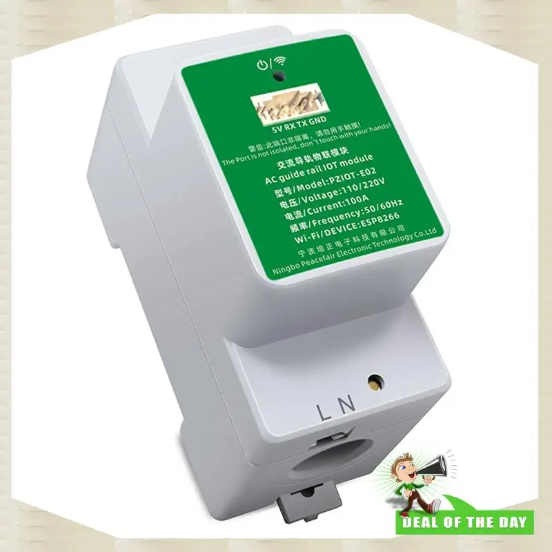 تسليم 24 ساعة Peacefair PZIOT-E02 التيار المتناوب مرحلة واحدة Din السكك الحديدية متر واي فاي الطاقة السلطة متر الكهربائية Wattmeter Tasmota Esphome F