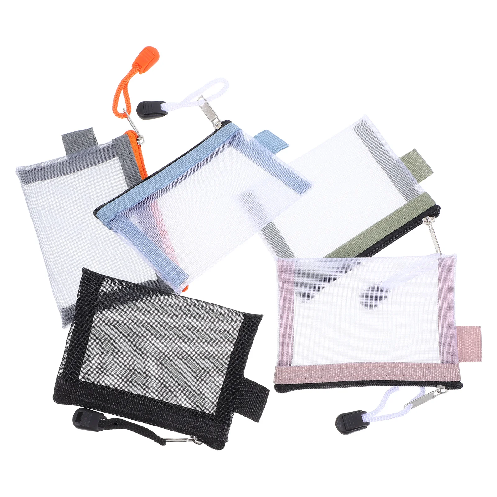 5 mini buste per trucco in rete con cerniera, organizer portatile, borse da viaggio, piccole borse da toilette per le donne