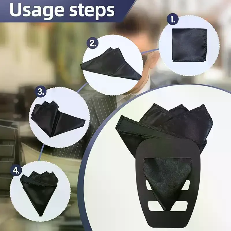 

1/3pcs Pocket Square Holders Pre-Folded Organizers Suit Handkerchief Clips Suitable For Suits, Weddings, Parties, Business Event
