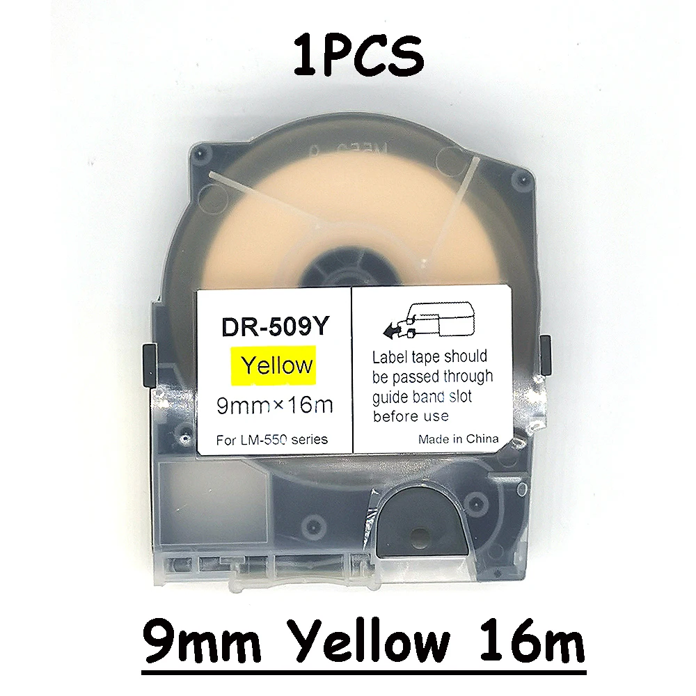 1PCS Cassette Tape 9mm×16m Yellow Label For TUBE PRIMTER Wire Marking Machine LM-550A/E RIBBON Typewriter