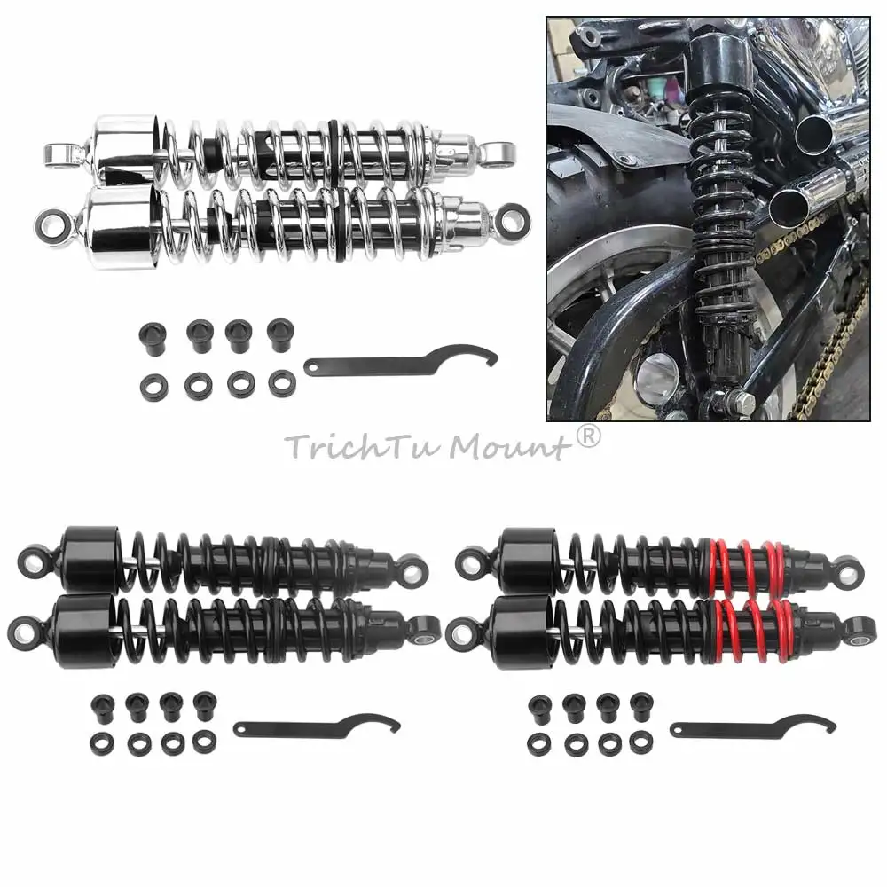 1Pair Rear Air Shock Absorber 380mm Black Red Chrome Fit For Harley Sportster Hugger XLH883HUG 1988-2003 Motorcycle Accessories