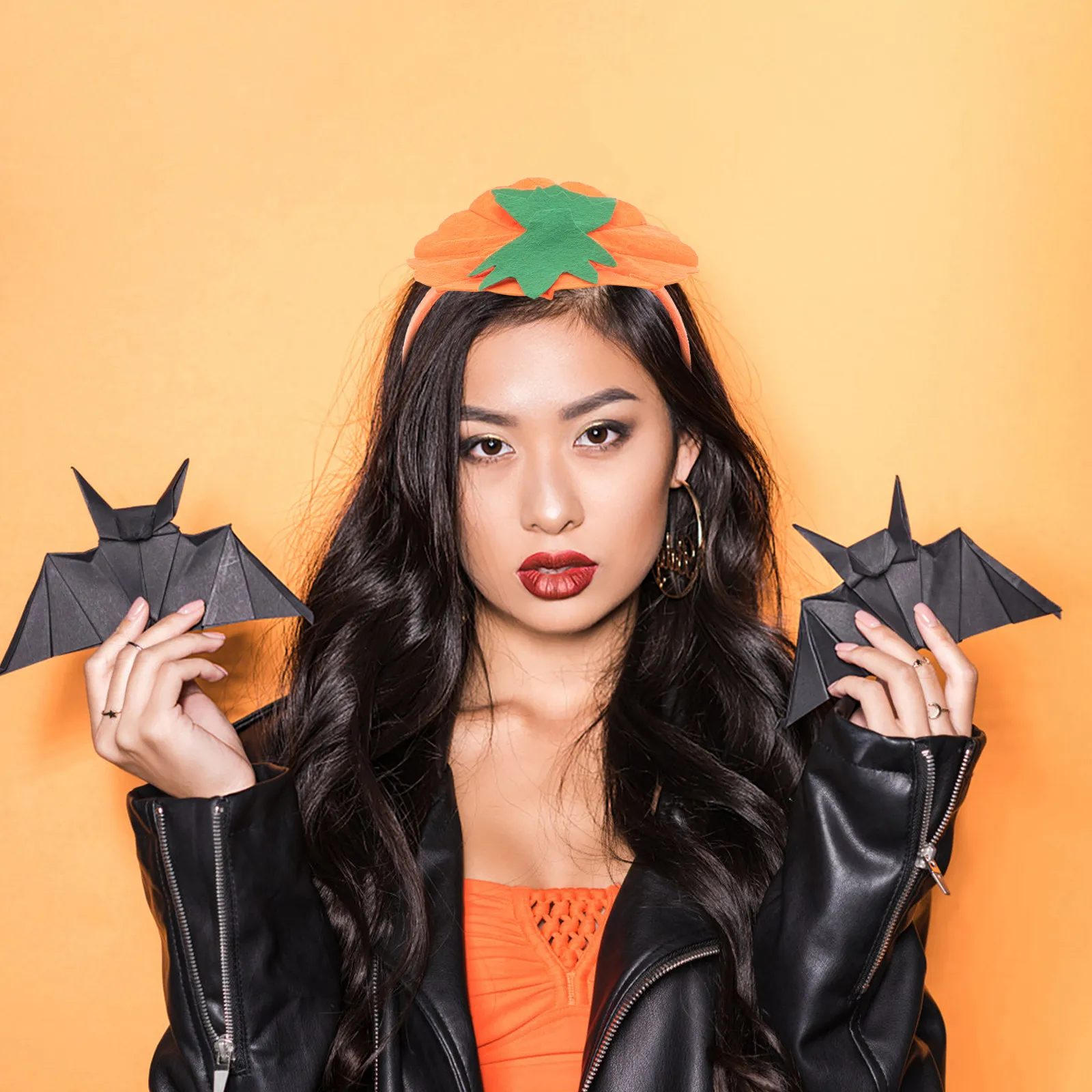 

Pumpkin Hairband Cloth Material Lightweight Easy Clean Halloween Headband Party Hair Accessory Unique Cosplay Headdress Prop