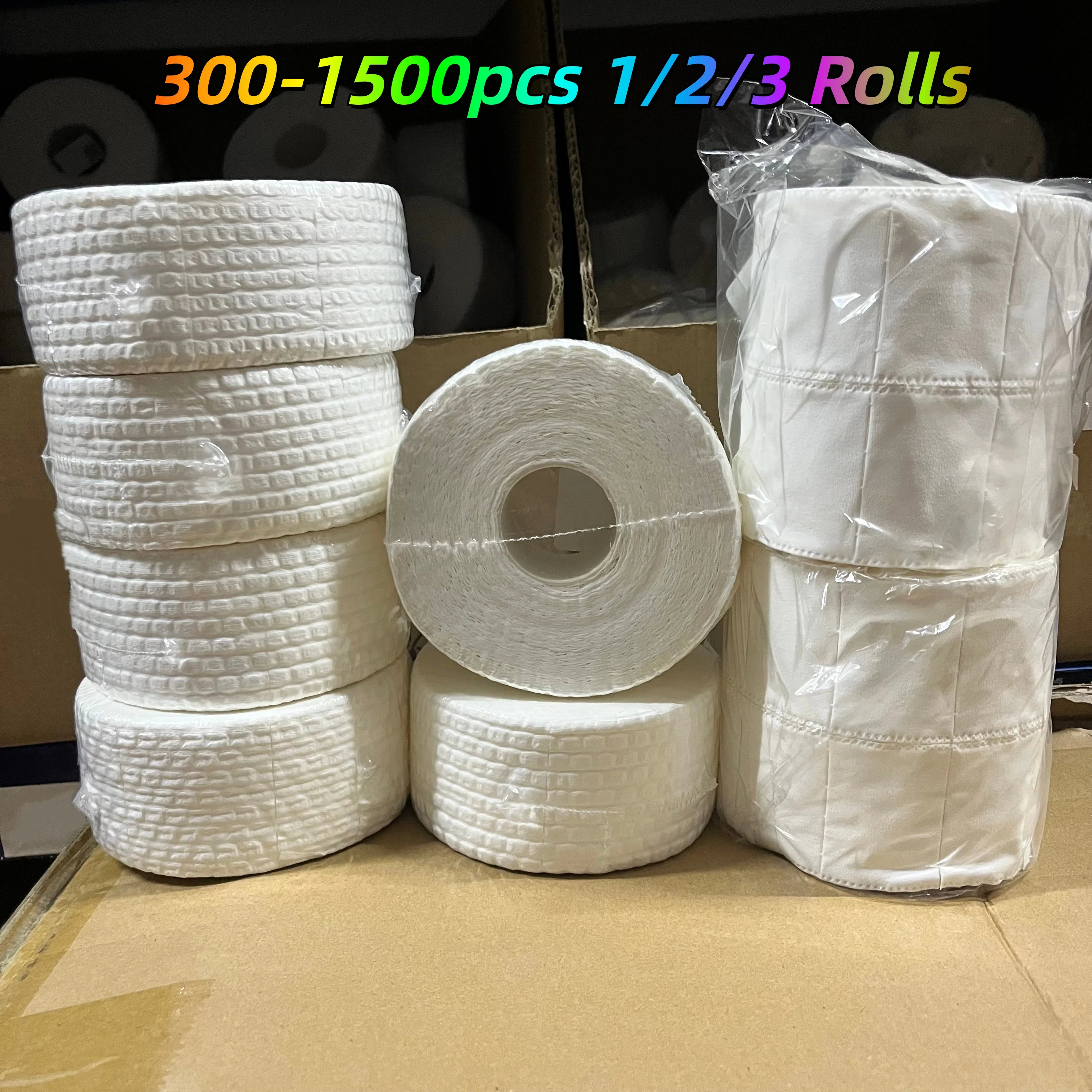 300–1500 Stück 1/2/3 Rollen Einweg-Nagellackentferner-Pads, weiß, weiche und saugfähige Nageltücher für Nagelvorbereitung und Nagelpflege *