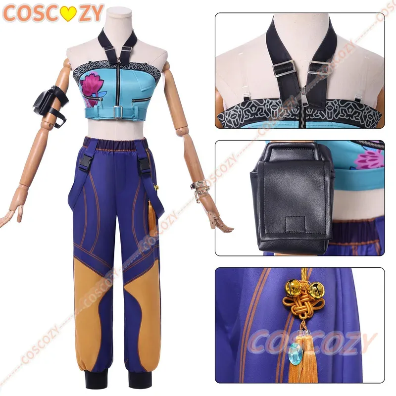 Película de Anime KPop Demon Hunters Zoey, disfraz de Cosplay, uniforme, anillos Huntrix, pendientes, Festival, fiesta de Halloween para mujeres y niñas