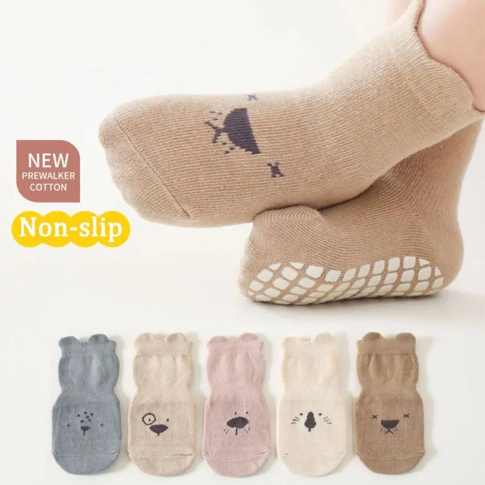 5Pairs Kawaii Bear Ears Baby Cotton Socks Non-slip Breathable Cartoon Socks Autumn Spring Cute Short Tube Socks Children