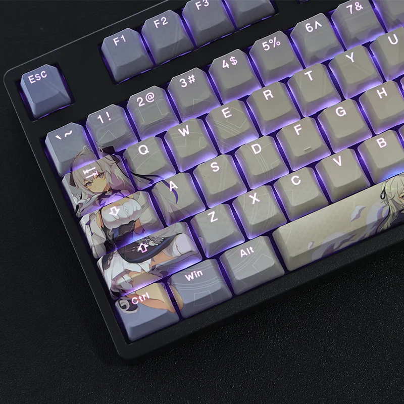 1ชุด PBT Dye Subbed Keycaps สองมิติการ์ตูน Anime Gaming Key Caps OEM Backlit Keycap สำหรับผลกระทบ Honkai 3 Kiana