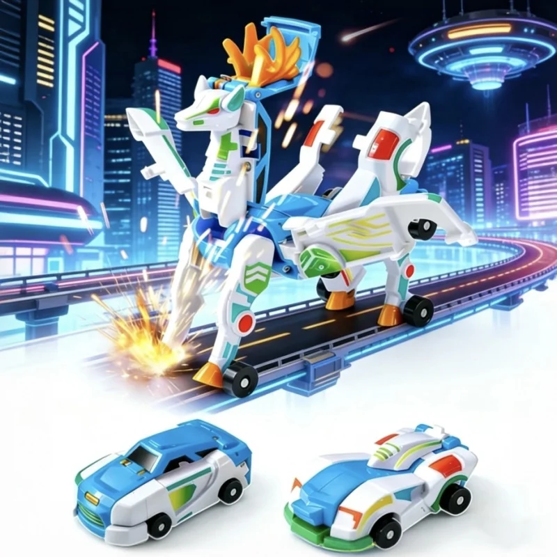 

Christmas Deer Collision Transforming Car Series 2-in-1 Portable Creative Magnetic Collision Transforming Car Toy, Boy's Gift