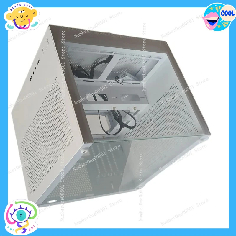 Mini Tower Panoramic PC Case Tempered Glass Side Panel RGB Lighting Gaming Desktop Chassis