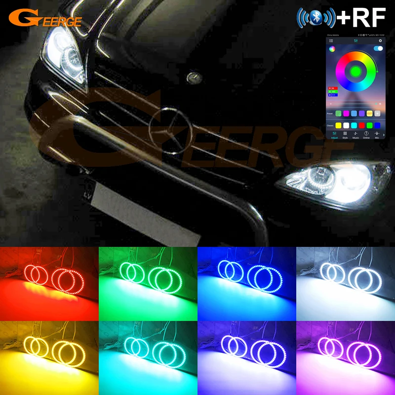 For Mercedes Benz M Class W163 ML 2002 2003 2004 2005 Bluetooth APP Ultra Bright Multi Color RGB Led Angel Eyes Kit Halo Rings