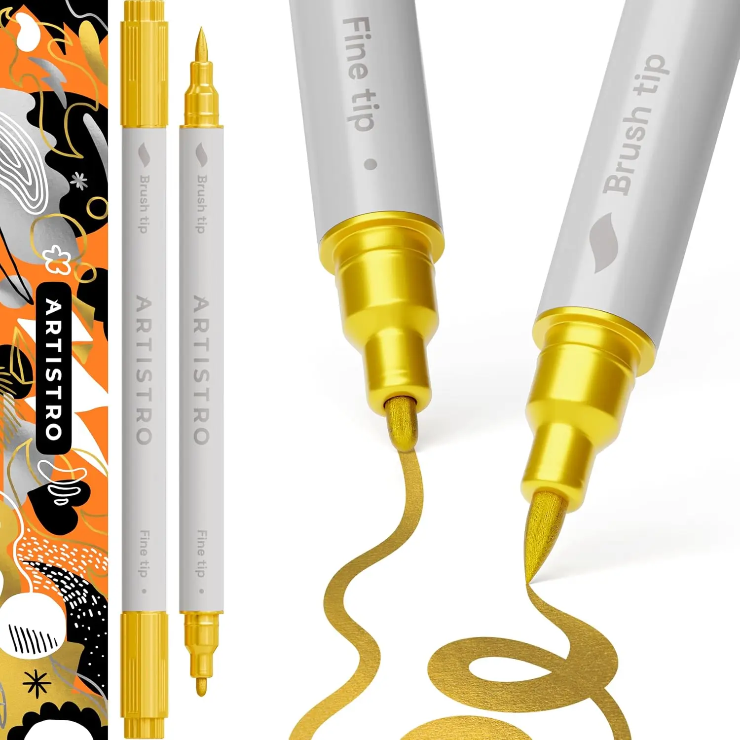 

Двусторонние акриловые маркеры для стекла, камня, ткани, дерева и пластика - с тонким и кистевым наконечниками