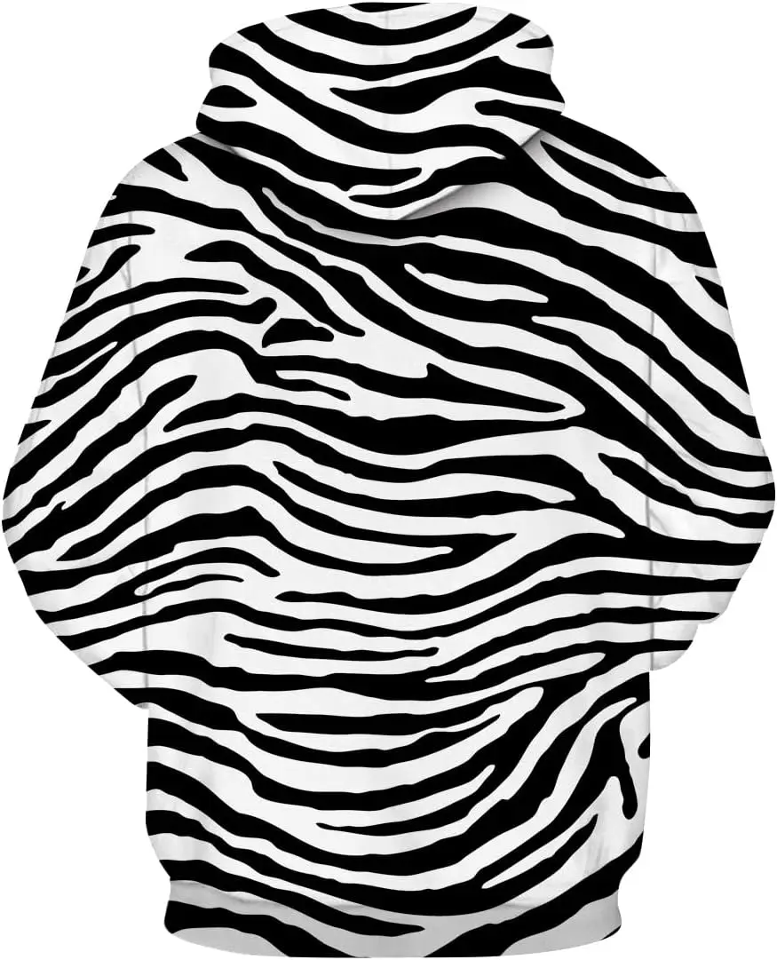 Lurhonp زيبرا طباعة هوديس الرجال امرأة الجدة هوديي الدافئة البلوز مقنعين موضة البلوز ملابس علوية فضفاضة مع جيوب #5