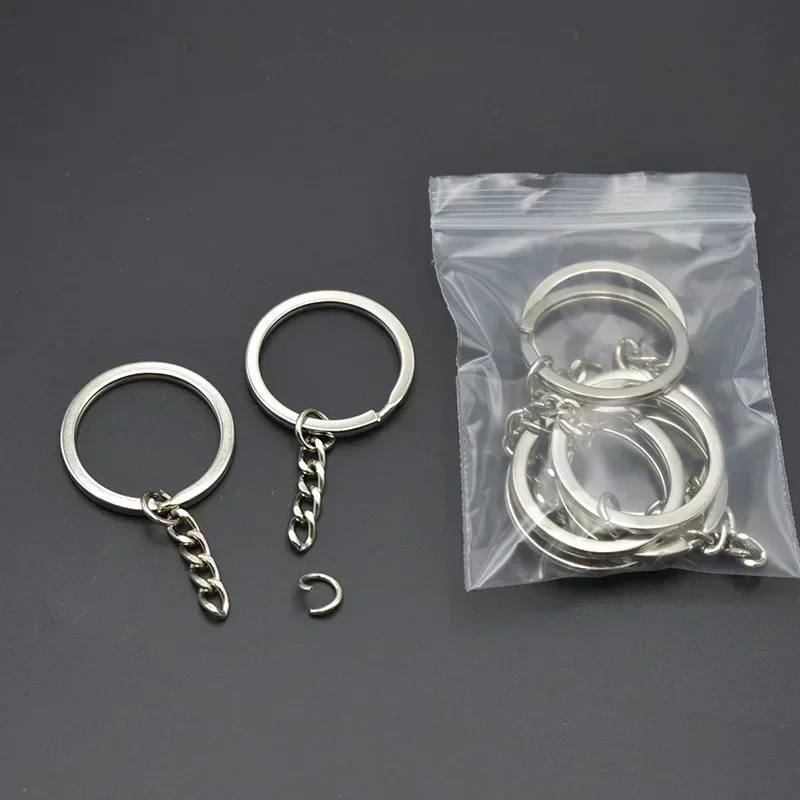 50/200pcs Silver Plated Metal Blank Keyring Keychain Split Ring Keyfob Key Holder Rings DIY Findings Making Keychain Accessories