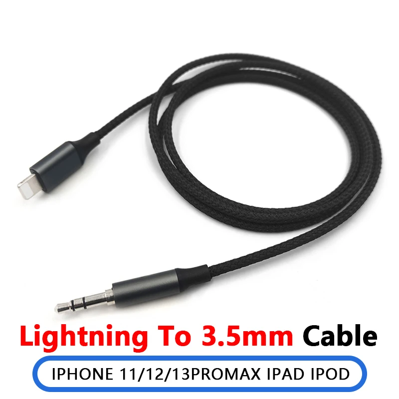 Earmax 1m aux relâmpago plug 8 pinos para 3.5mm jack conector de expansão de áudio do carro é cabo de áudio para iphone 11/12/13pro