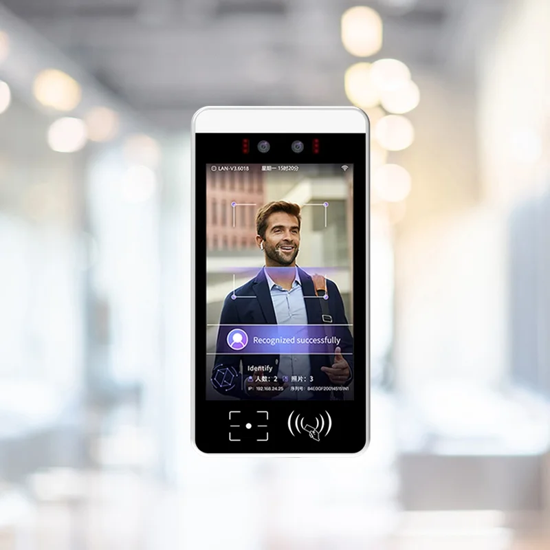 8 Inch Customized Android 11 Touch Screen WiFi Security System NFC Card IC/ID Biometric Facial Recognition Temperature