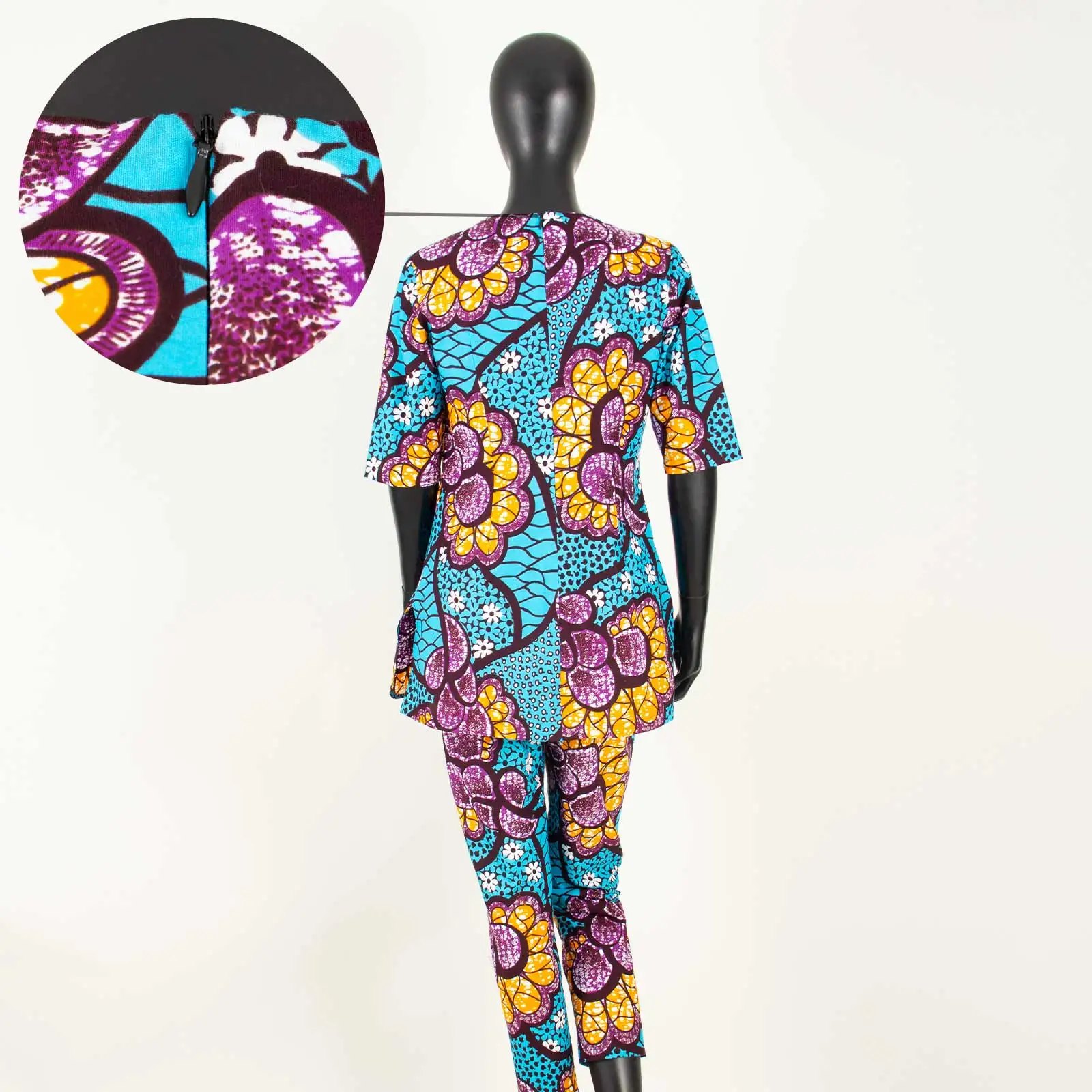 African Suits for Women Ankara Print Half Sleeve Top and Pants 2 Piece Set Outfits Dashiki Plus Size Casual Tracksuit 2426007