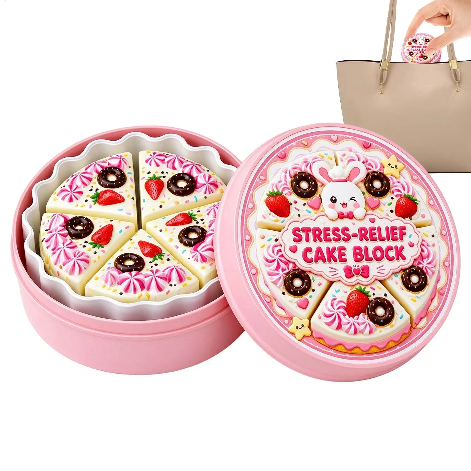 Squeeze Toys Spin Soft Funny Cake Block Portable Party Favors Cute Food Sensory Toys For Kids Adults Classroom Prize Stocking