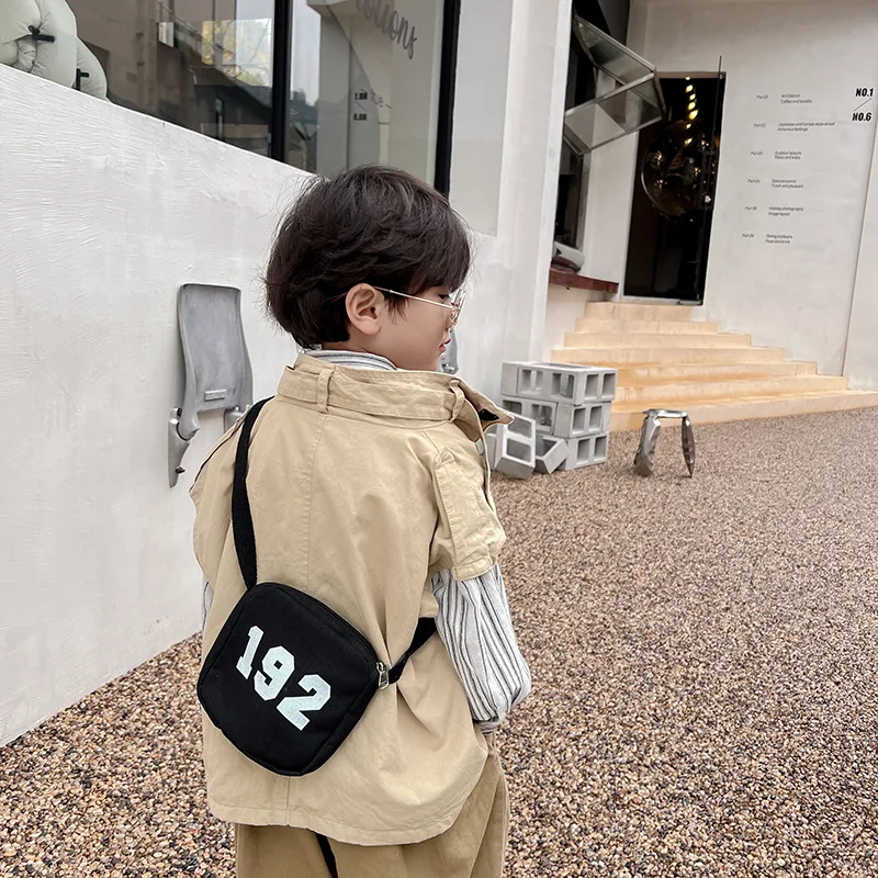 Kid Bags Boy Trendy Personalized Trend Crossbody Bags New All-match Canvas Coin Purses Clothing Matching Bag Street-Photography