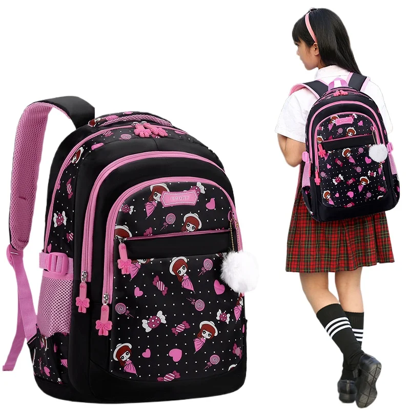 New Kids Cartoon Backpack Girls Middle Lightweight Spinal Support Large Capacity Daypack Children Backpack Lightweight Capacity
