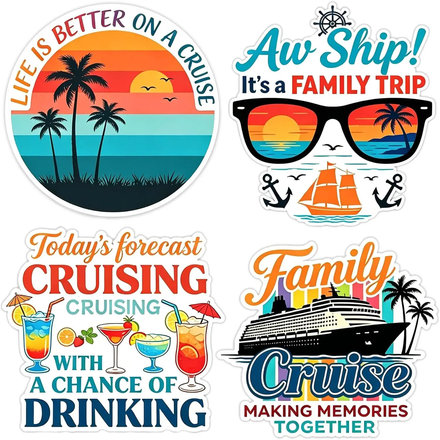 4PCS Large Cruise Door Decorations Magnetic - Retro Family Cruise Ship Door Magnets Celebrations, Nautical Sea Navigation Essent
