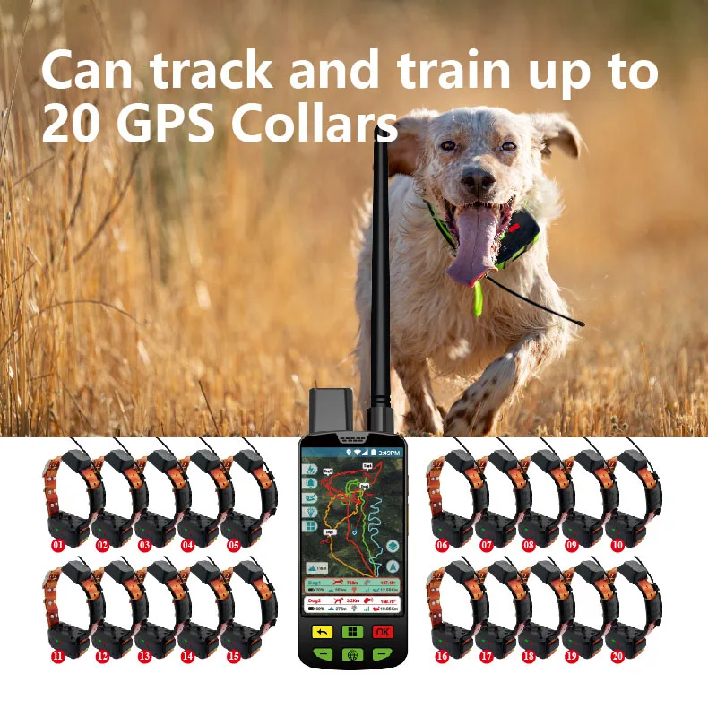 Hunting Dog GPS Locator - VHF/4G Dual-Mode 15KM Range 20-Dog Tracking Night Search Light ESEEK YX04/GD03