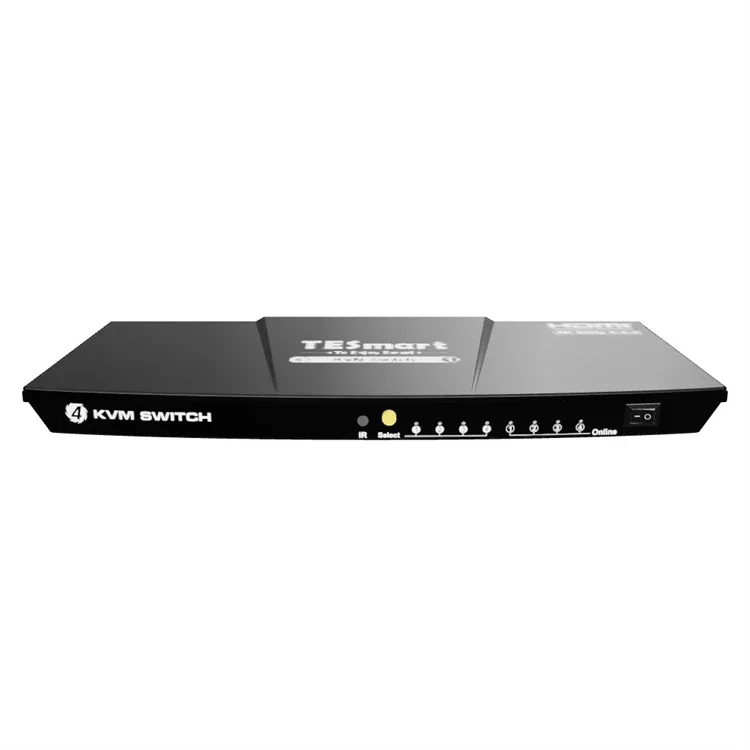 TESmart HDMI KVM Switch 4 Port 4K@60Hz Support 1 Monitor 4 Computers EDID Emulators L/R Hotkey Remote Controller KVM