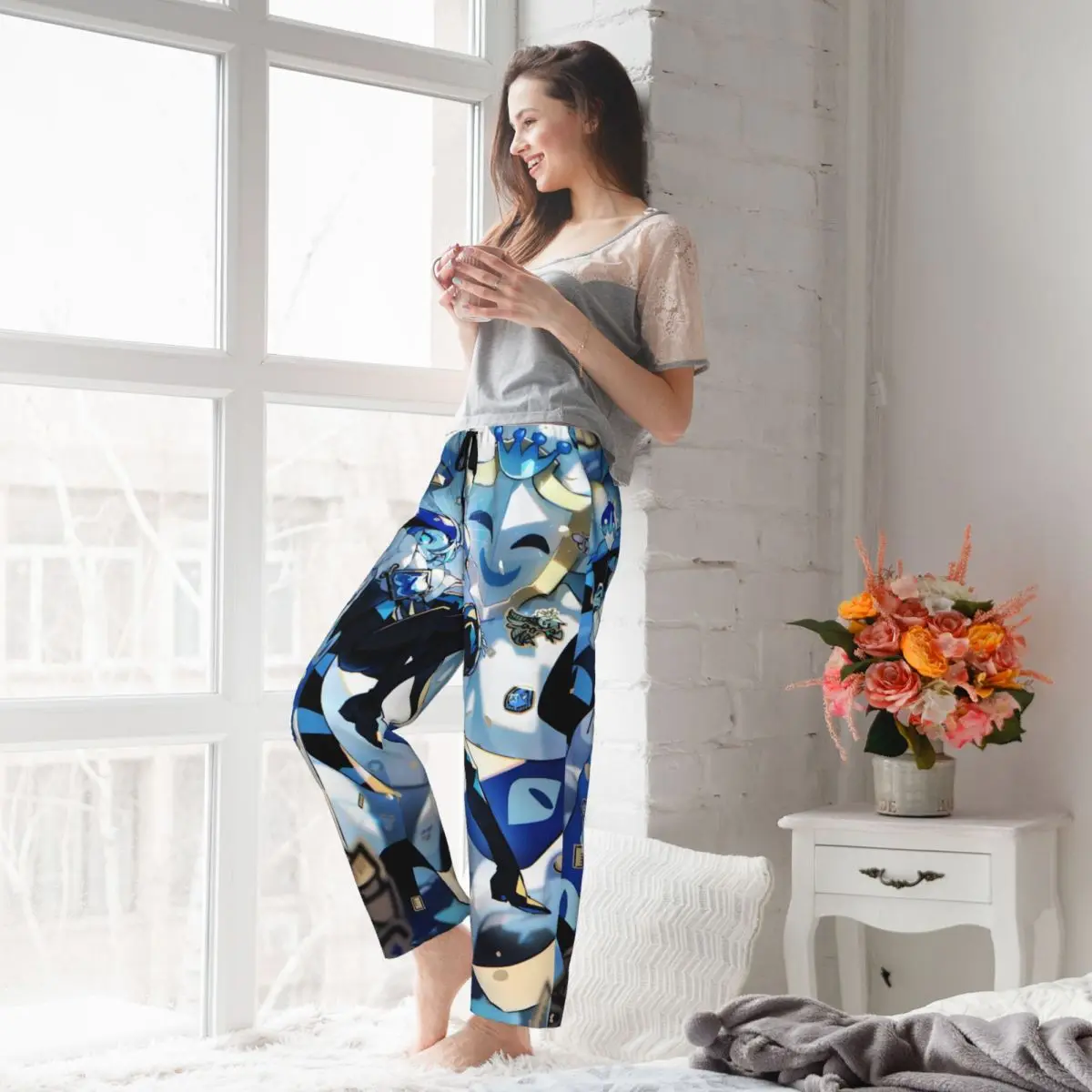 Custom C-Cookie Run Kingdom Pajama Pants Women Cute Anime Sleepwear Lounge Sleep Bottoms Stretch with Pockets view 6