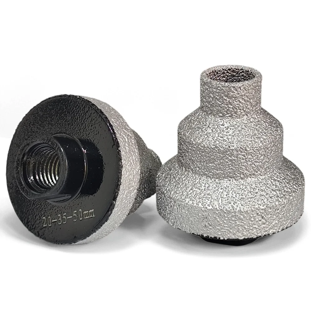 20-35-50mm Brazing Step Drill Bit Diamond Chamfer Router Bit M14 Thread Hole Saw Tile Stone Marble Edge Trimming Cutter Tool