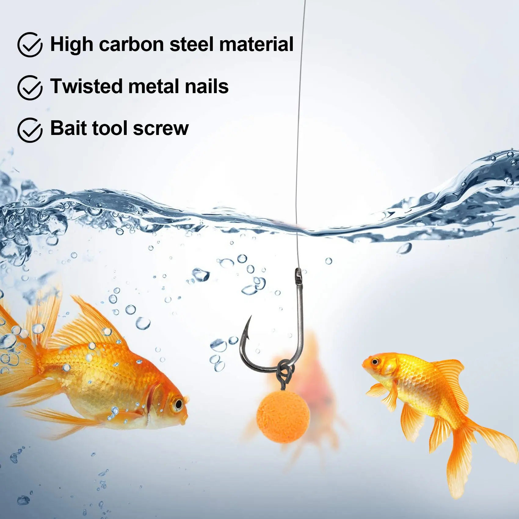 

M09K50pcs Carp Fishing Boilie Screw with Solid Ring Bait Tool Chod Rigs Carp Fishing Hair Tackle Accessory