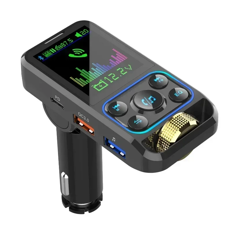 12V - 24V Wireless Car FM Transmitter 1pcs Color Display Bluetooth5.3 FM Modulator Mp3 Player, Handsfree Car Kit, QC3.0 Car Char