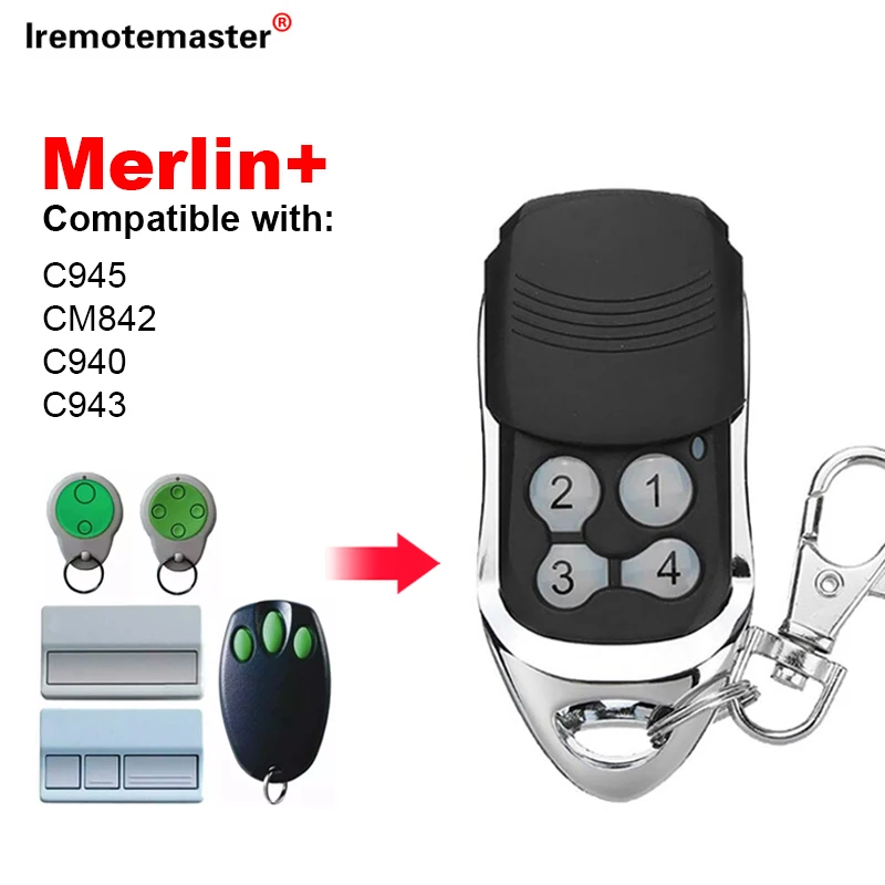 For MERLIN+C945 CM842 C940 C943 CM844 CM128 HE60 MGA600 MT60 MT800 Garage Door Remote Control 433.92MHz Command Transmitter