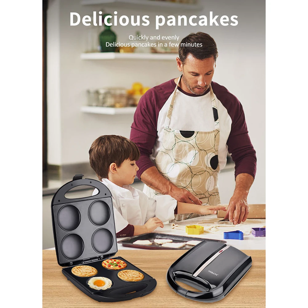 Electric Pancake Pan - Non-stick Coating, Physical Anti-stick Design, Suitable for Breakfast Omelette, Pizza, Cheese Bread