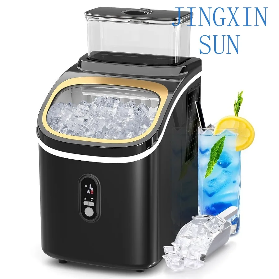 Electric Ice Maker for 15kg/day Counter Top Automatic Cleaning 24H Timer Dual Water Inlet Fast Ice Making Cubic Ice Machine