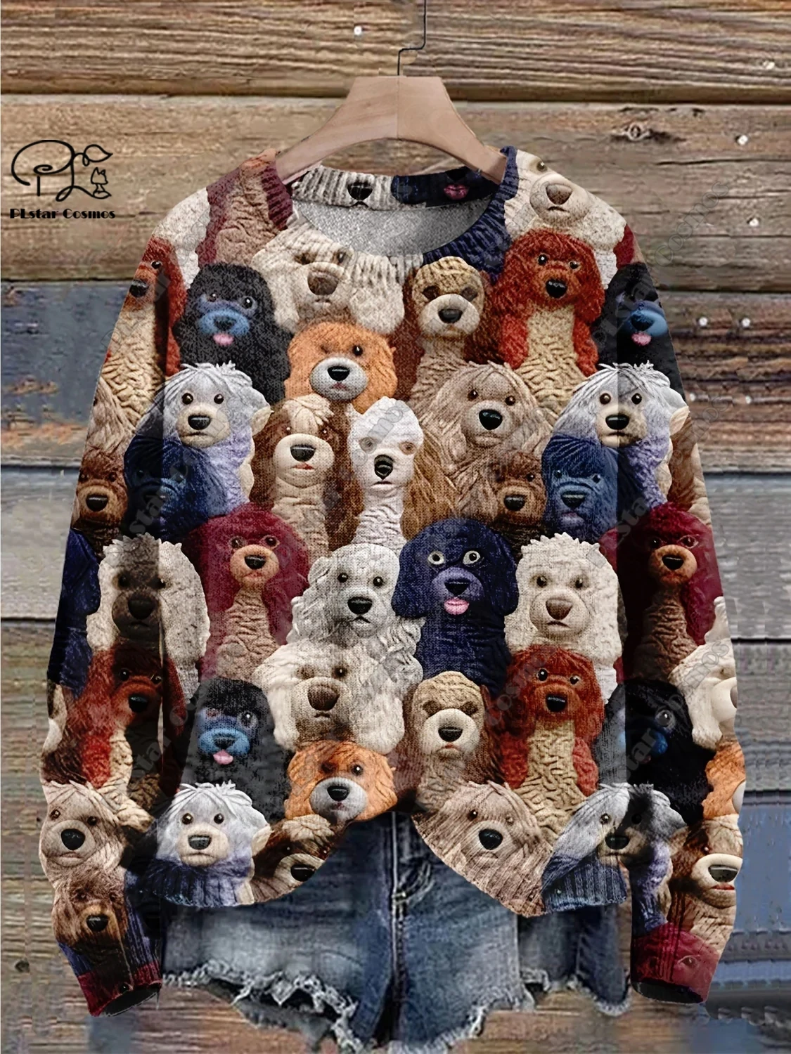 New Animal Series 3D Printing Cute Sketch Dog Art Print Authentic Ugly Sweater Winter Casual Unisex Sweater G-2