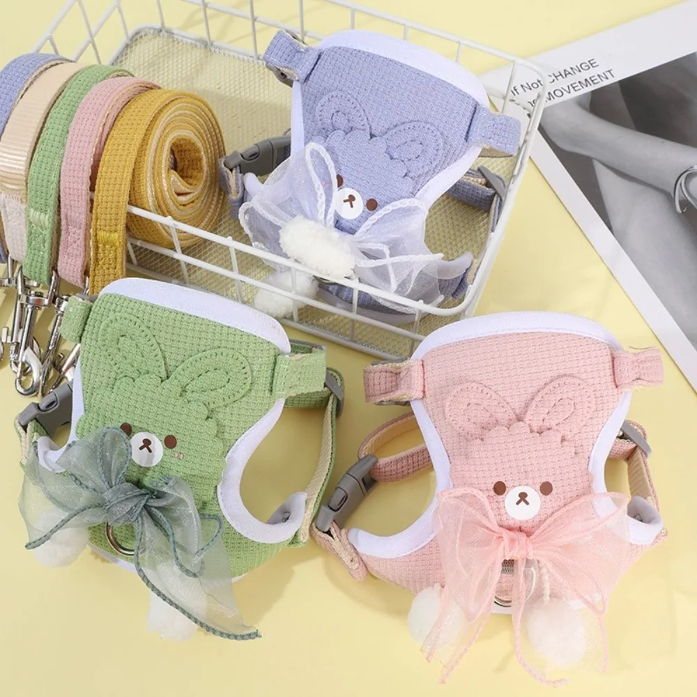 Arnés Ajustable para Perros y Gatos con Correa, para Perros Pequeños, Cachorros, Collar de Poliéster, Accesorios para Mascotas, Pechera