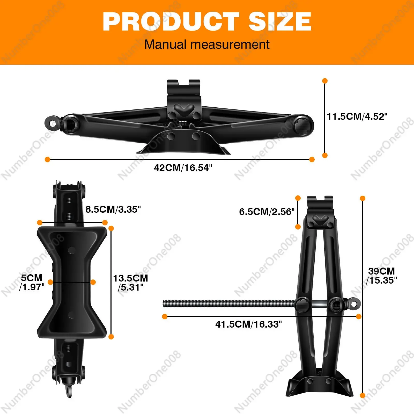 Scissor Jack with Crank Handle, 2 Ton Scissor Wind Up Jack Scissor Screw Jack Lift for Toyota Camry Corolla Prius