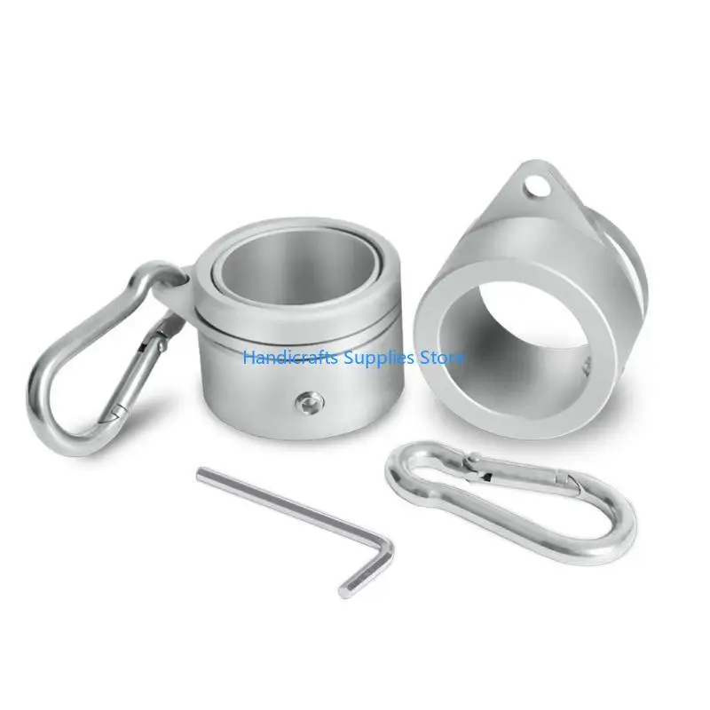 R1WA 2Pcs Aluminum Alloy Flagpole Rings with Fixed Carabiner Hook 360 Degree Rotating Anti Wrap Flag Mounting Spinning
