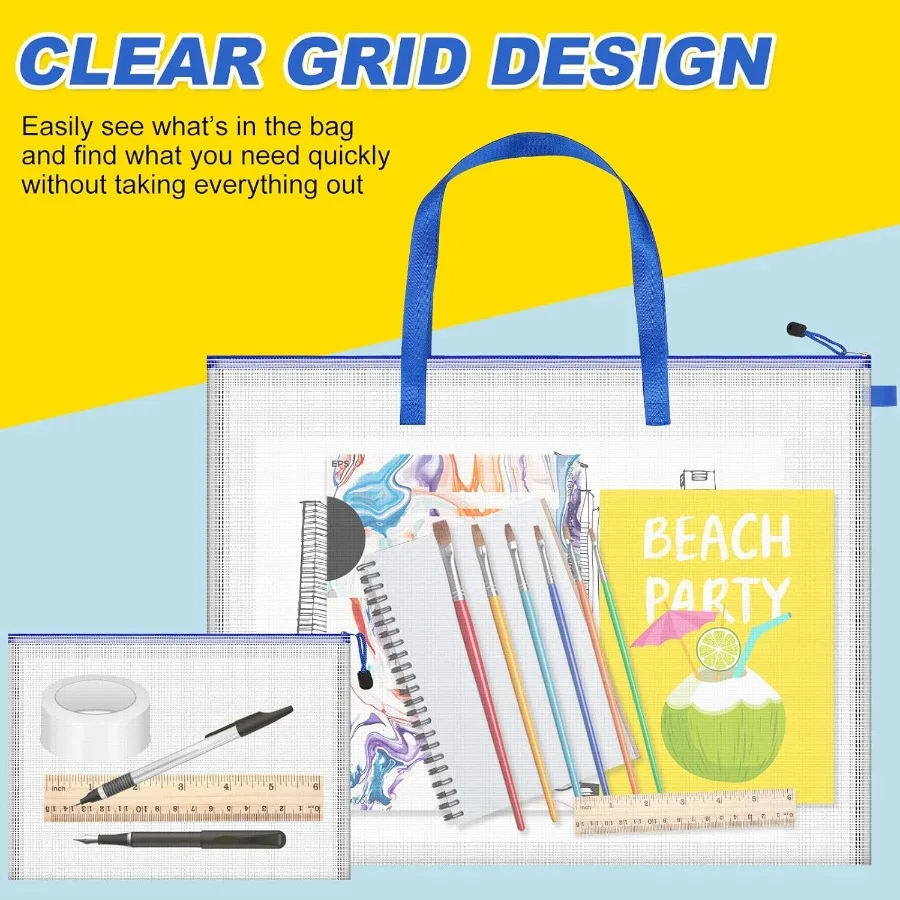 20 Pcs Art Portfolio Bag Bulk Set with 10 Pcs 19 x 25 Waterproof Poster Storage Cases Featuring Zipper Handles for Protecting A